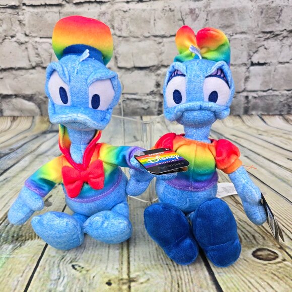 Disney Pride Plush Donald & Daisy Duck 10" Rainbow Collection NEW w/ Tags - Picture 1 of 9